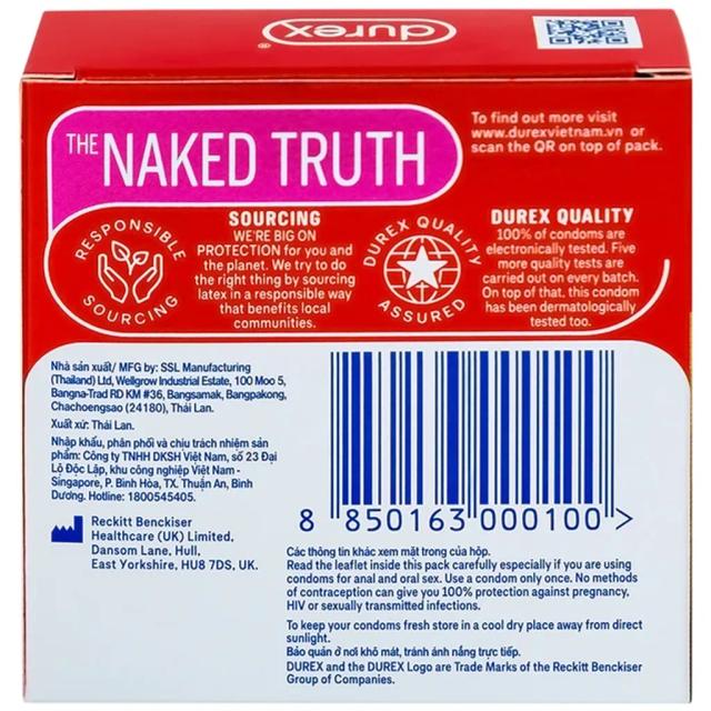 Bao cao su Durex Fetherlite vừa vặn, độ bảo vệ cao (3 cái)