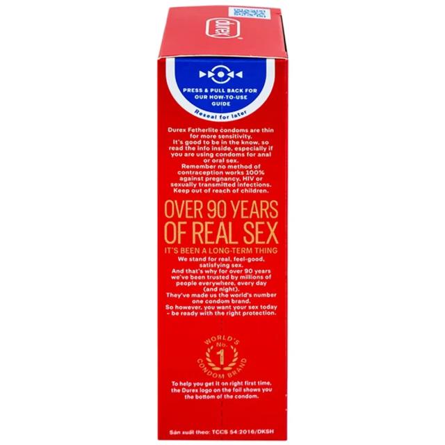 Bao cao su Durex Fetherlite vừa vặn, độ bảo vệ cao (12 cái)