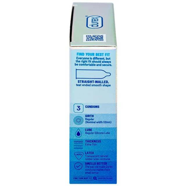 Bao cao su Durex Invisible Extra Thin Extra Sensitive siêu mỏng, vừa vặn và ôm sát (3 cái)