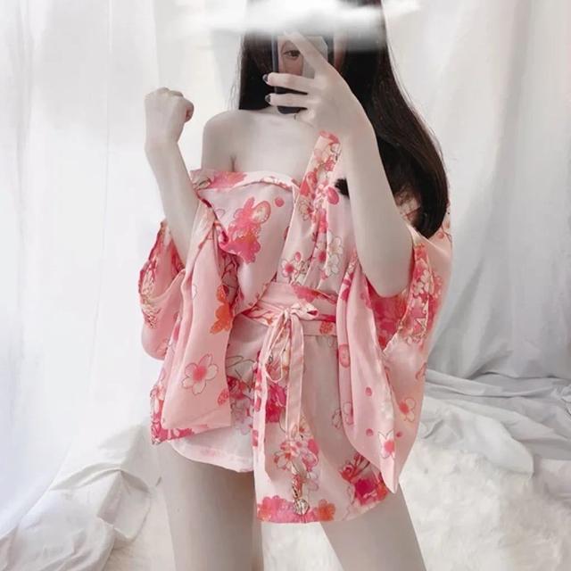 Áo choàng ngủ Kimono hoa anh đào sexy gợi cảm áo khoác nữ ngoài cosplay cổ trang Nhật Bản quyến rũ  N742
