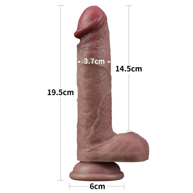 Dương vật giả Lovetoy da nâu 7.5 inch 2 lớp siêu mềm như thật gắn tường