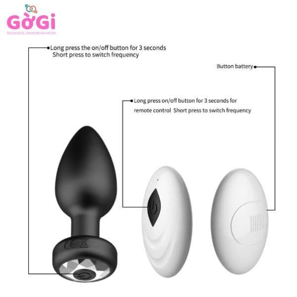 Nút bịt hậu môn rung 10 tần số có điều khiển từ xa – sạc USB cao cấp