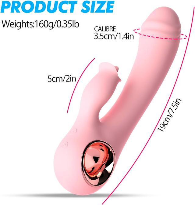 Máy rung có sưởi ấm và lưỡi liếm màu hồng dễ cầm tay