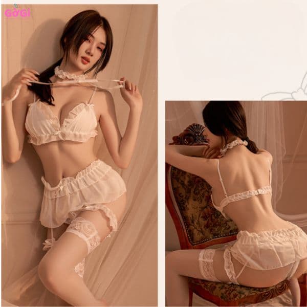 Đồ ngủ sexy, bộ đồ hầu gái gợi cảm quyến rũ ( có kèm tất )