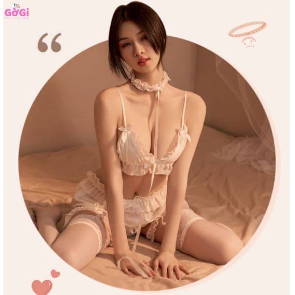 Đồ ngủ sexy, bộ đồ hầu gái gợi cảm quyến rũ ( có kèm tất )