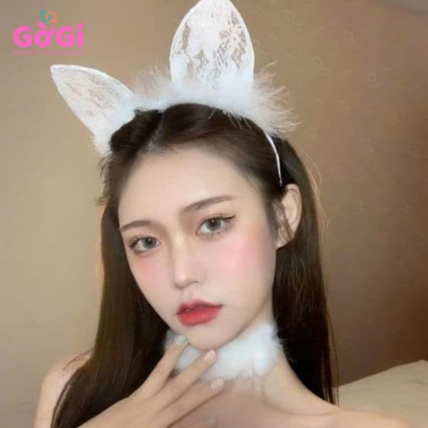 Cài tóc tay mèo có long vũ dễ thương, phụ kiện cosplay (đen, trắng)