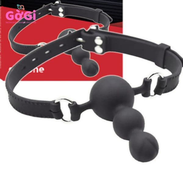 Nút ngậm miệng bằng silicon với thiết kế bi ngậm 3 tầng buộc sâu cổ họng có thể điều chỉnh