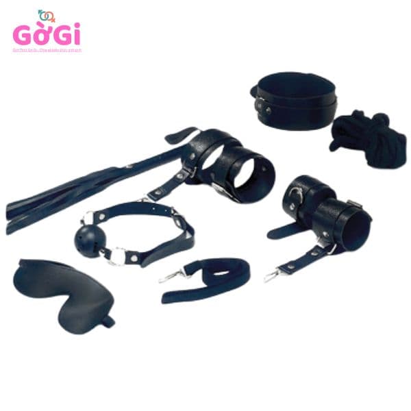 Bộ đồ chơi tình dục SM bằng da sang trọng 8 món dành cho người yêu màu đen