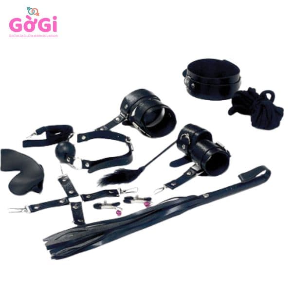 Bộ đồ chơi tình dục SM bằng da sang trọng 11 món dành cho người yêu màu đen