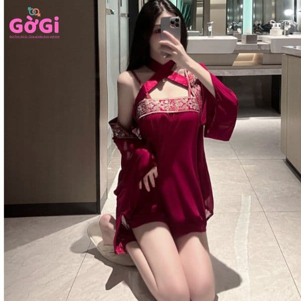 Đồ ngủ sexy cổ trang xuyên thấu kiểu áo choàng