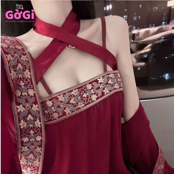 Đồ ngủ sexy cổ trang xuyên thấu kiểu áo choàng