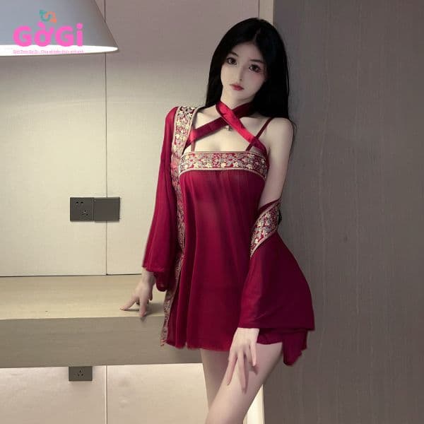 Đồ ngủ sexy cổ trang xuyên thấu kiểu áo choàng