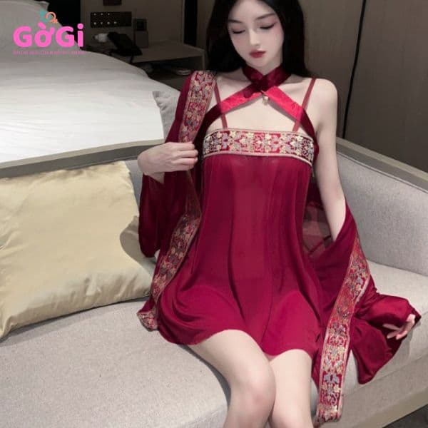Đồ ngủ sexy cổ trang xuyên thấu kiểu áo choàng