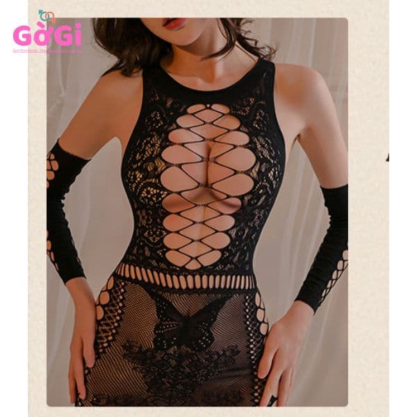 Đồ sexy lưới show ngực cực đẹp kèm hoa văn hình bướm