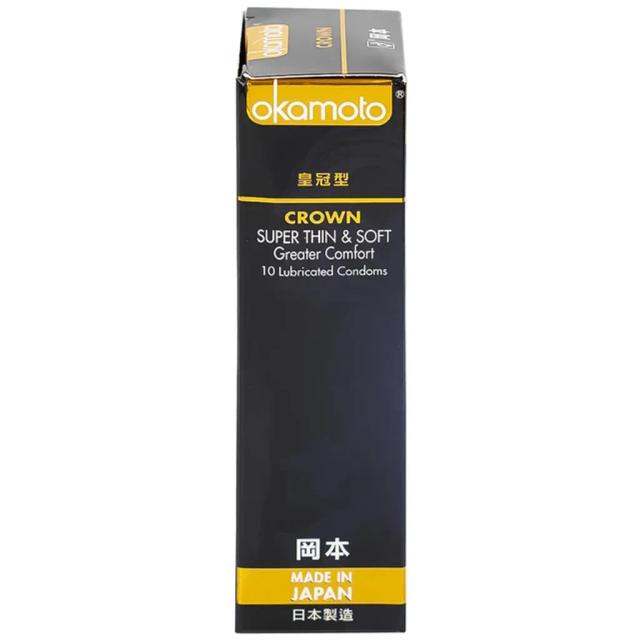 Bao cao su Okamoto Crown kích cỡ nhỏ, siêu mỏng, mềm mại dùng để phòng tránh thai và ngăn ngừa HIV (10 cái)