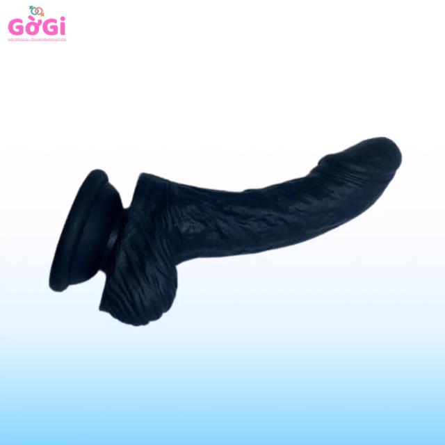 Dương Vật Giả Silicon Mini 13cm Có Bìu Màu Đen