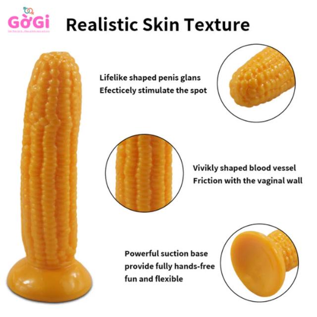 Dương Vật Giả Silicone Hình Bắp Ngô Có Đế Hút – Mềm Mại, Thiết Kế Độc Đáo