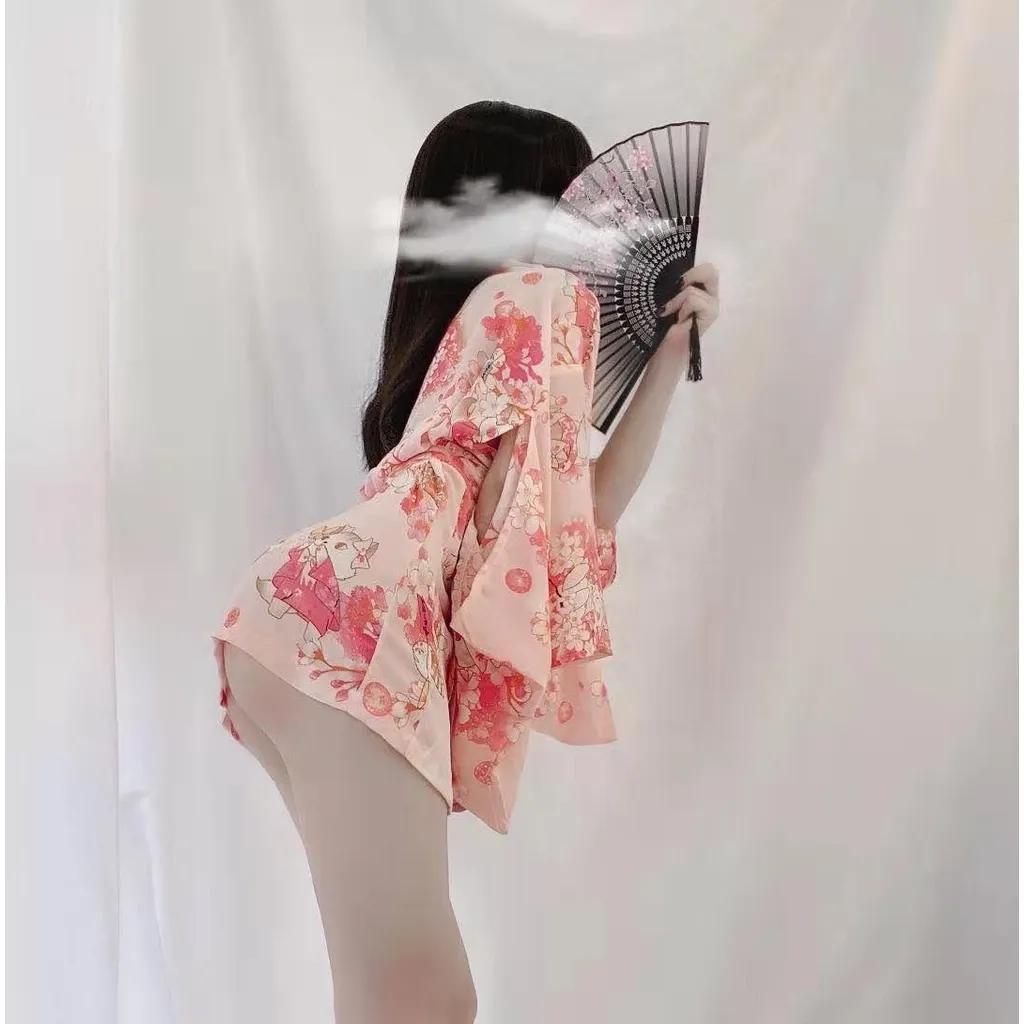 Áo choàng ngủ Kimono hoa anh đào sexy gợi cảm áo khoác nữ ngoài cosplay cổ trang Nhật Bản quyến rũ  N742