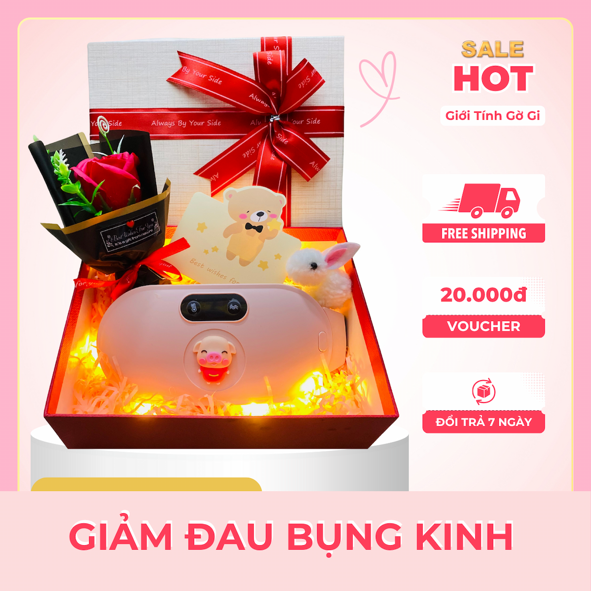 (Hộp Quà Tặng) Máy massage bụng kinh cao cấp, massage bụng, sưởi ấm giảm đau bụng kinh hình con heo siêu dễ thương