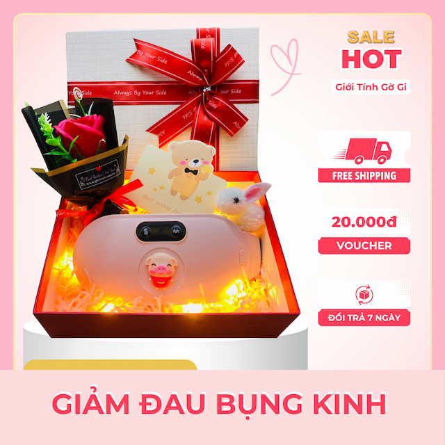 (Hộp Quà Tặng) Máy massage bụng kinh cao cấp, massage bụng, sưởi ấm giảm đau bụng kinh hình con heo siêu dễ thương