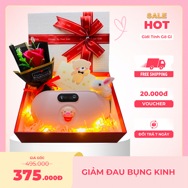 (Hộp Quà Tặng) Máy massage bụng kinh cao cấp, massage bụng, sưởi ấm giảm đau bụng kinh hình con heo siêu dễ thương