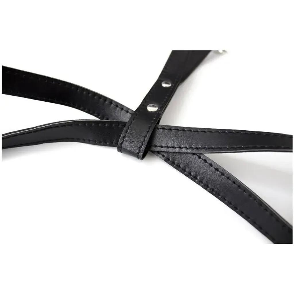 Áo Harness Ngực Da PU Có Dây Cổ