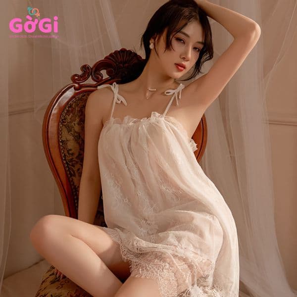 Đầm ngủ ren 2 dây phối voan – Gợi cảm, thoải mái, quyến rũ