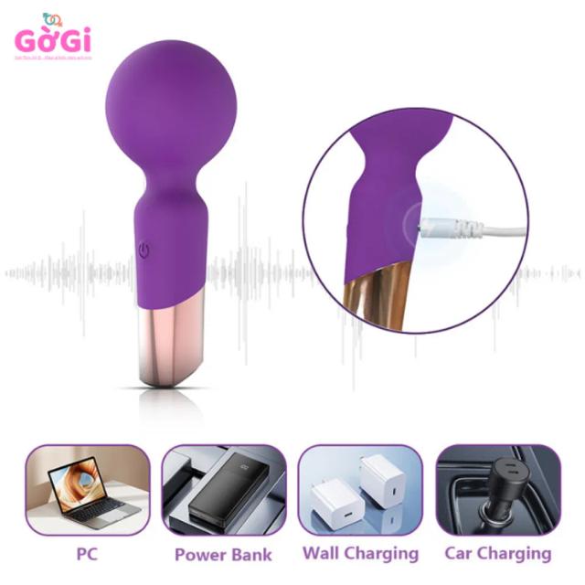 Máy Rung Sang Trọng Mini Đầu To 10 Chế Độ – Thiết Kế Nhỏ Gọn, Rung Mạnh, Sạc USB