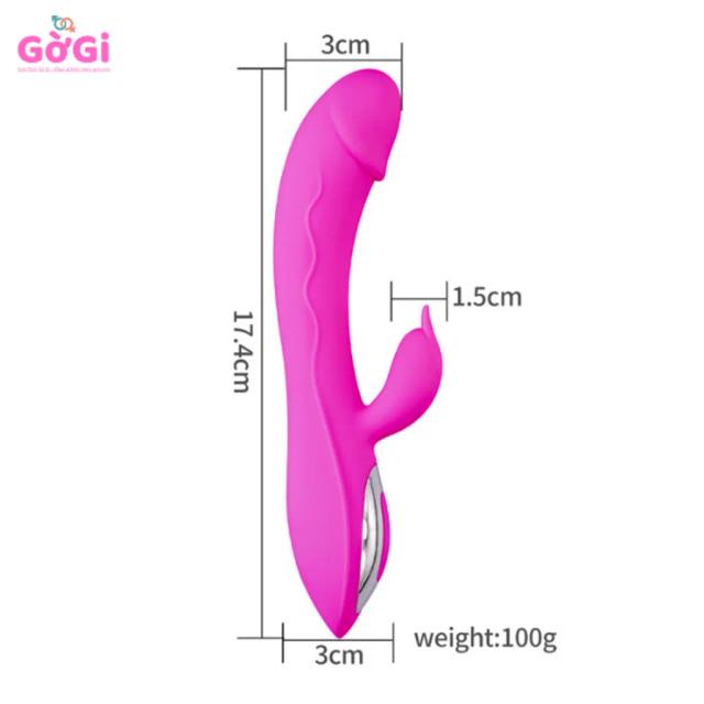 Dương Vật Giả 2 Đầu Rung Độc Lập – Kích Thích Điểm G & Clitoral, 14 Chế Độ Rung Nhỏ Gọn