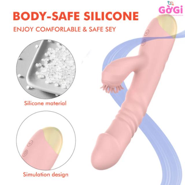 Dương Vật Giả Tự Thụt Cao Cấp 2 Đầu – 10 Chế Độ Thụt + 10 Rung, Sạc USB Siêu Êm