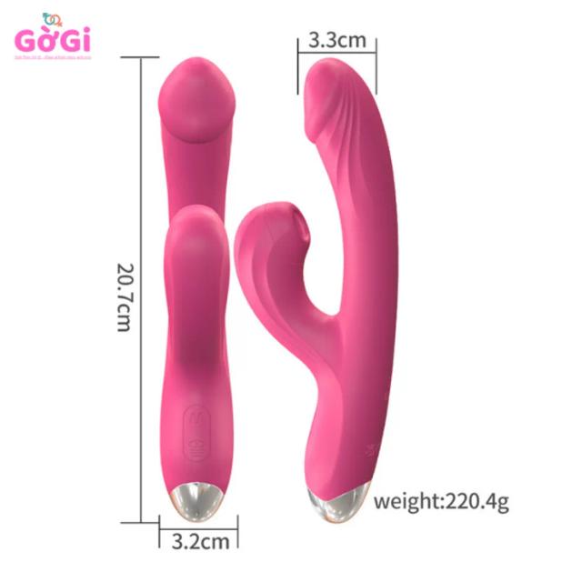 Dương Vật Giả Rung Hút 2 Đầu Cao Cấp – 10 Chế Độ Rung & 10 Chế Độ Hút Kích Thích Điểm G