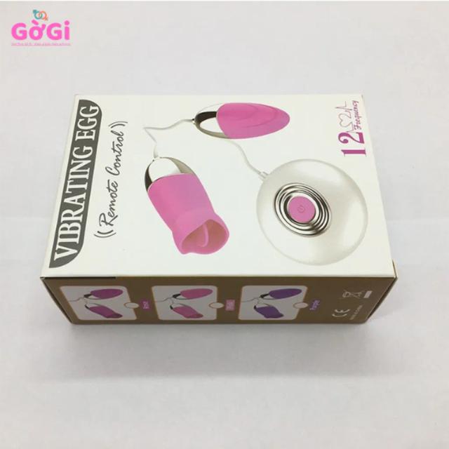 Trứng Rung Đôi Có Dây 12 Chế Độ – 1 Đầu Lưỡi Liếm + 1 Đầu Rung, Pin AAA