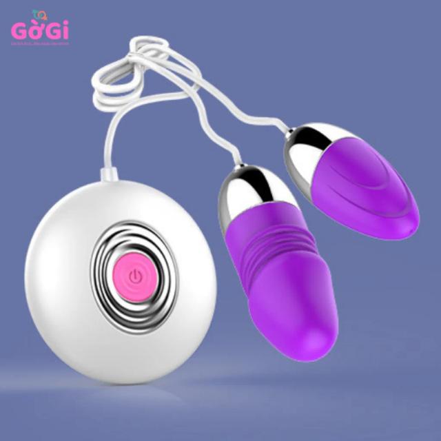 Trứng Rung Đôi Có Dây 12 Chế Độ – 1 Trứng Rung + 1 Đầu Rung Thiết Kế Đầu Tròn