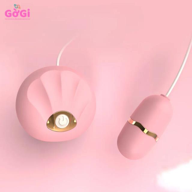 Trứng Rung Có Dây 10 Chế Độ Kèm Điều Khiển Hình Vỏ Sò Màu Hồng