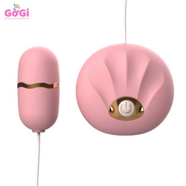 Trứng Rung Có Dây 10 Chế Độ Kèm Điều Khiển Hình Vỏ Sò Màu Hồng