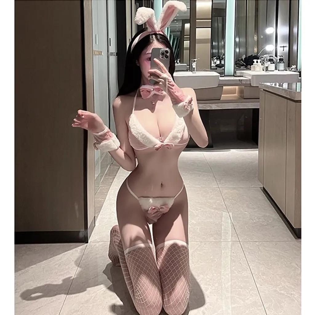 Đồ lót sexy bé thỏ bunny siêu đáng yêu set bikini cosplay valentine vải bông mềm mịn cao cấp N727