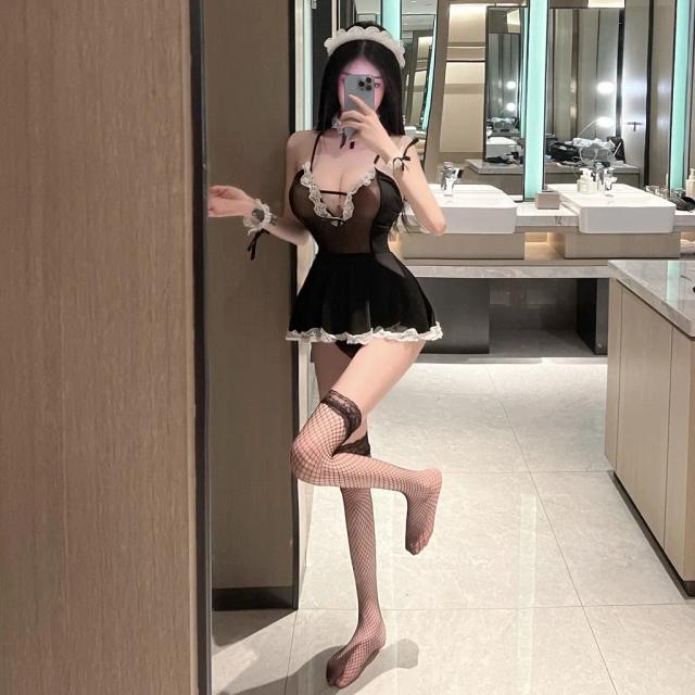 Đồ cosplay hầu gái Nhật anime hở ngực đen sexy gợi cảm váy nàng hầu maid kèm phụ kiện dễ thương N778