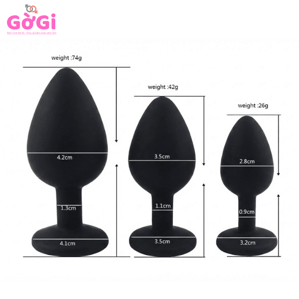 Nút bịt hậu môn silicon mịn màng đính kim cương