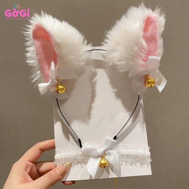 Băng Đô Tai Mèo Cosplay Kèm Chuông & Choker Nơ – Phụ Kiện Cute Gợi Cảm