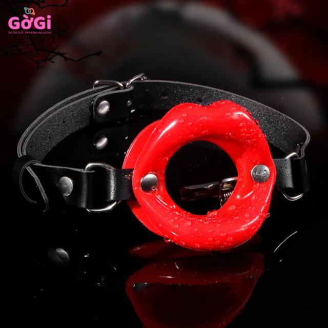 Dây Đeo Bịt Miệng Môi Silicone Màu Đỏ Đen – Phụ Kiện Đeo Điều Chỉnh