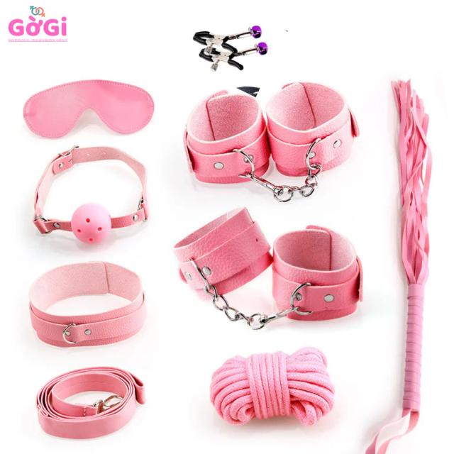 Bộ BDSM 8 Món Da PU Màu Hồng