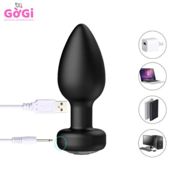 Nút bịt hậu môn rung 10 tần số có điều khiển từ xa – sạc USB cao cấp