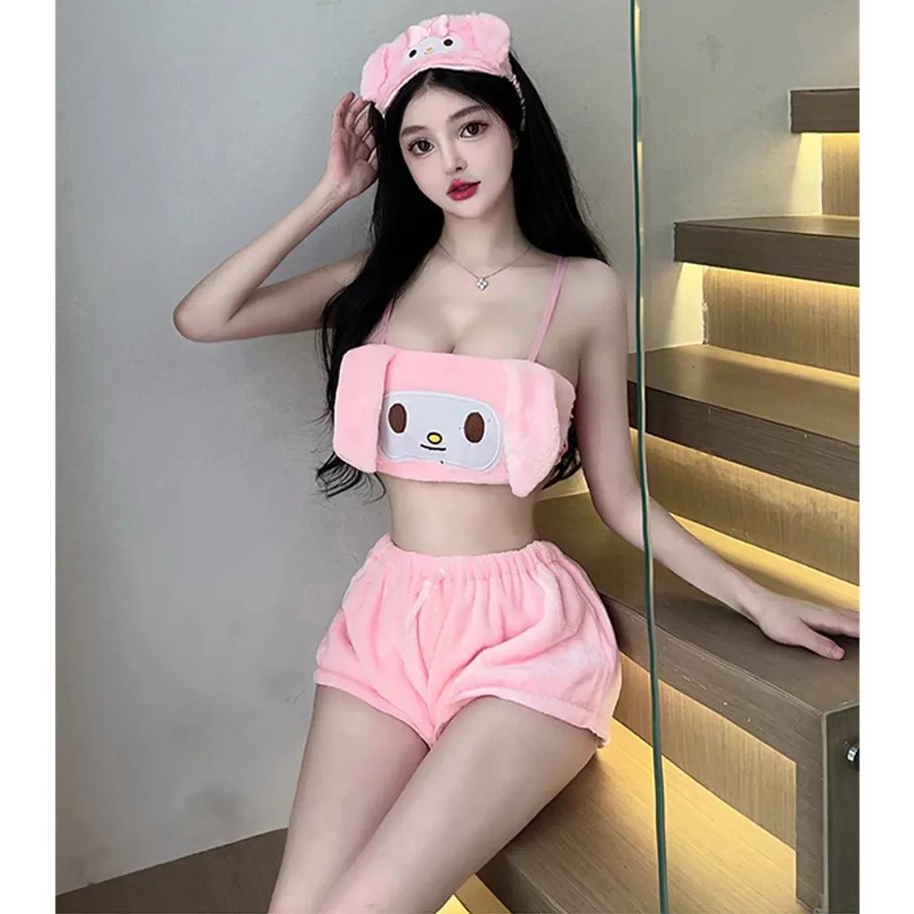 Bộ đồ ngủ bé thỏ bông dễ thương gợi cảm set cosplay cinnamoroll mặc nhà 3 màu siêu sexy đáng yêu N187