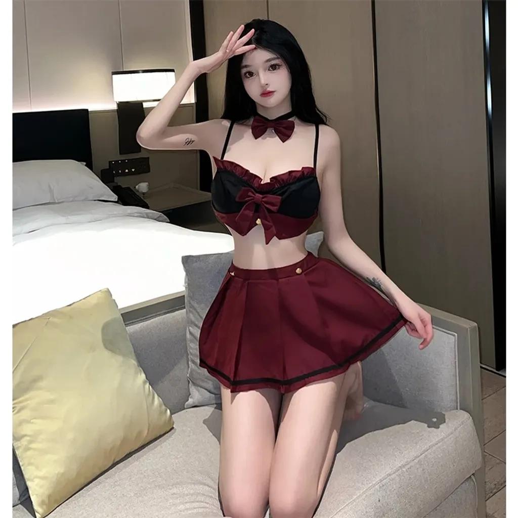 Đồ cosplay học sinh sexy đính nơ dễ thương thanh lịch váy ngủ xếp ly nữ sinh viên anime gợi cảm N862
