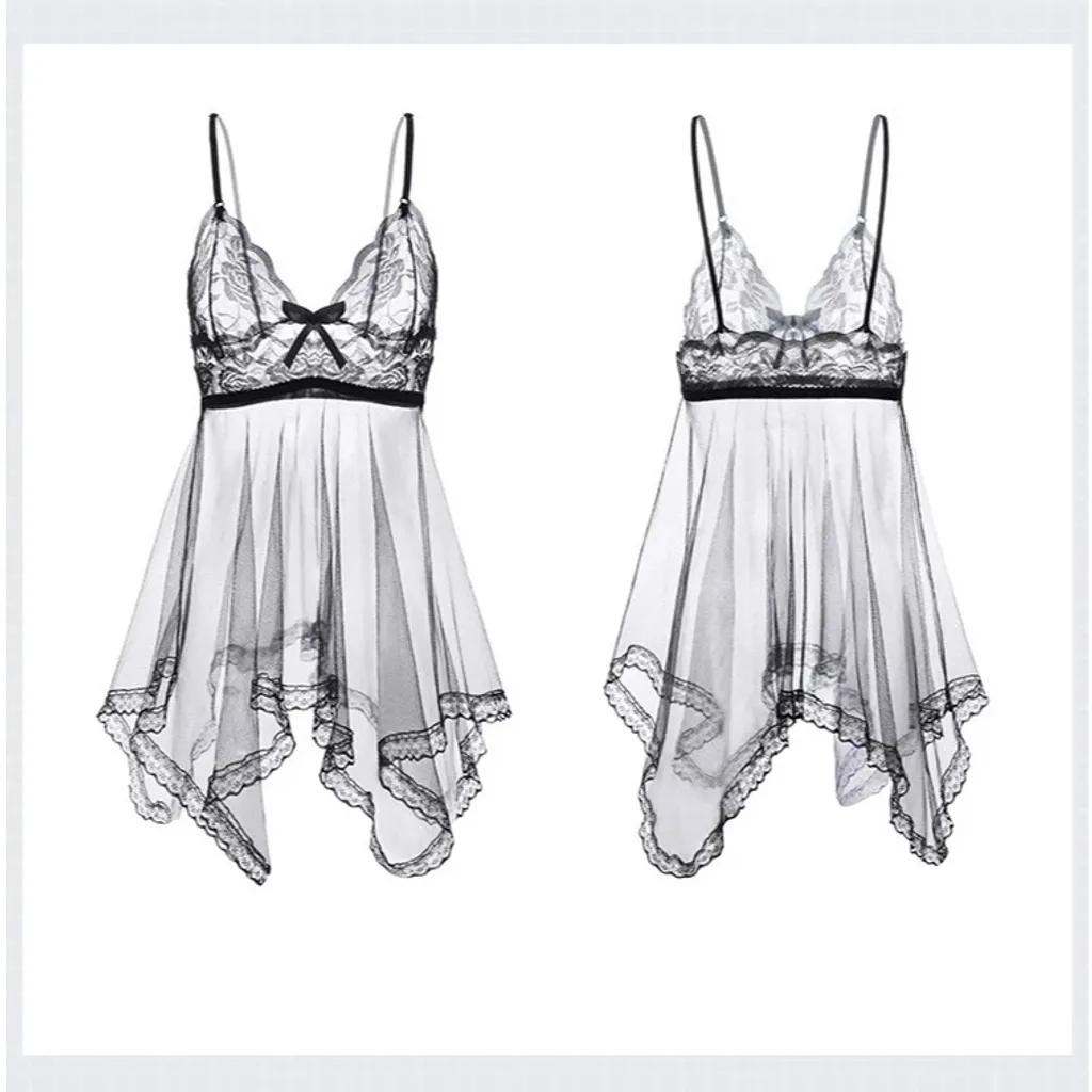 Bộ đồ váy ngủ nữ sexy ren đuôi cá xuyên thấu gợi cảm đầm 2 dây kèm quần lót lọt khe siêu quyến rũ N118
