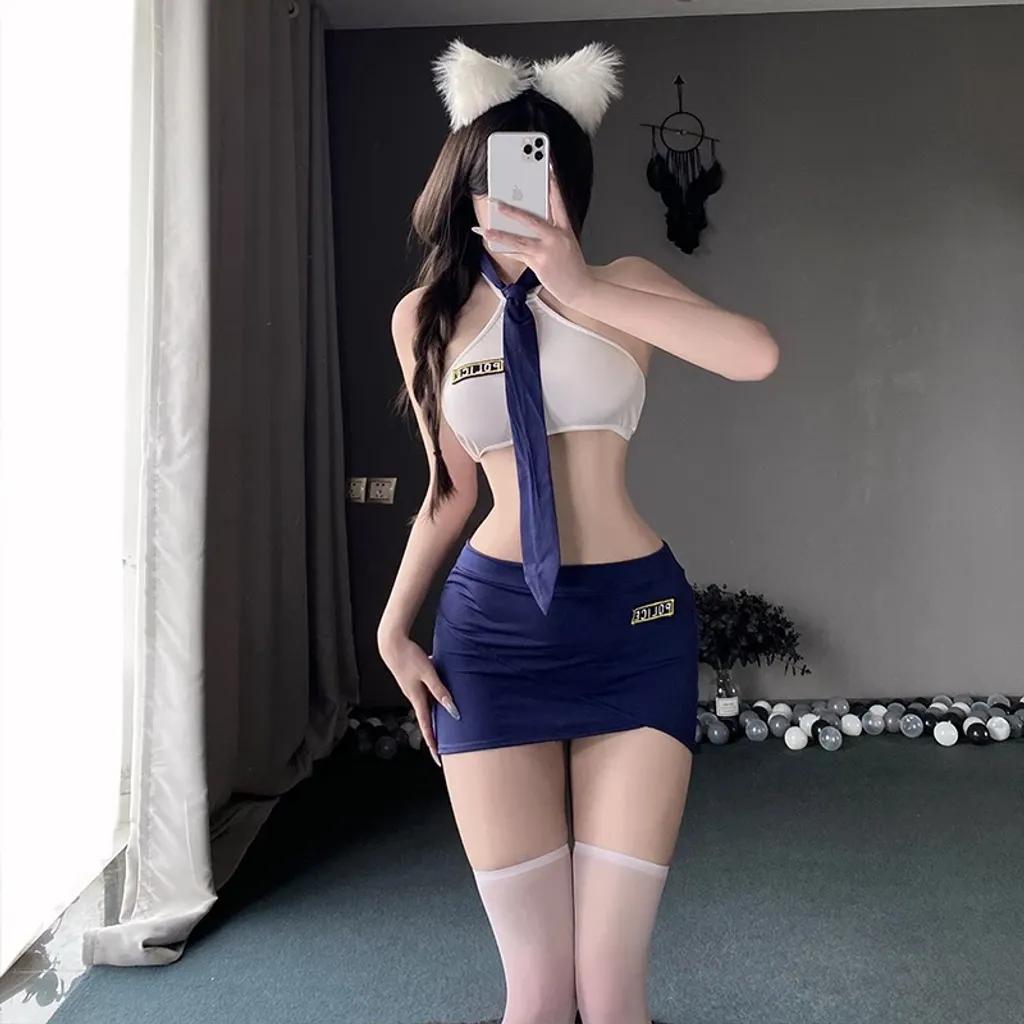Cosplay tiếp viên hàng không kèm cà vạt siêu xinh gợi cảm set police thuỷ thủ ôm body quyến rũ ngọt ngào N325