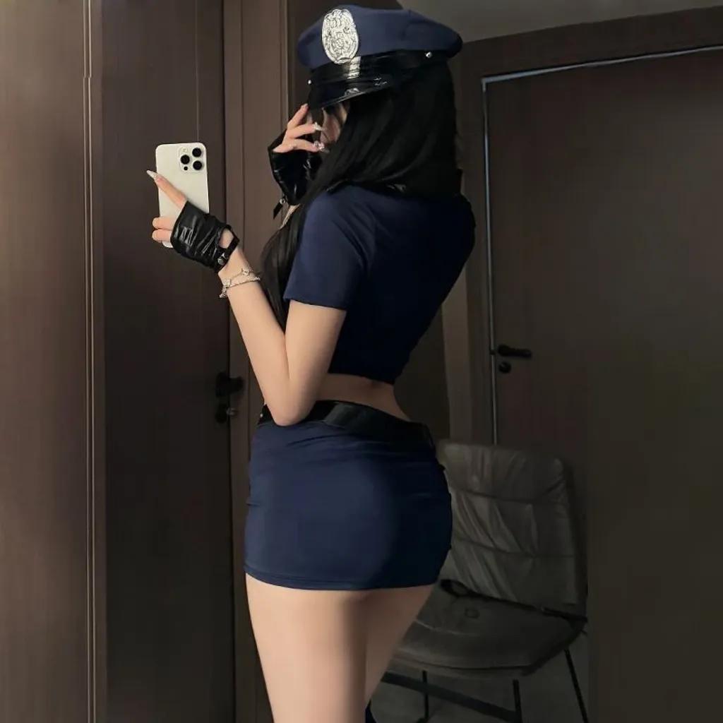 Cosplay cảnh sát đen anime ôm body tôn dáng gợi cảm đồ ngủ hóa trang nữ police thanh lịch quyến rũ N705