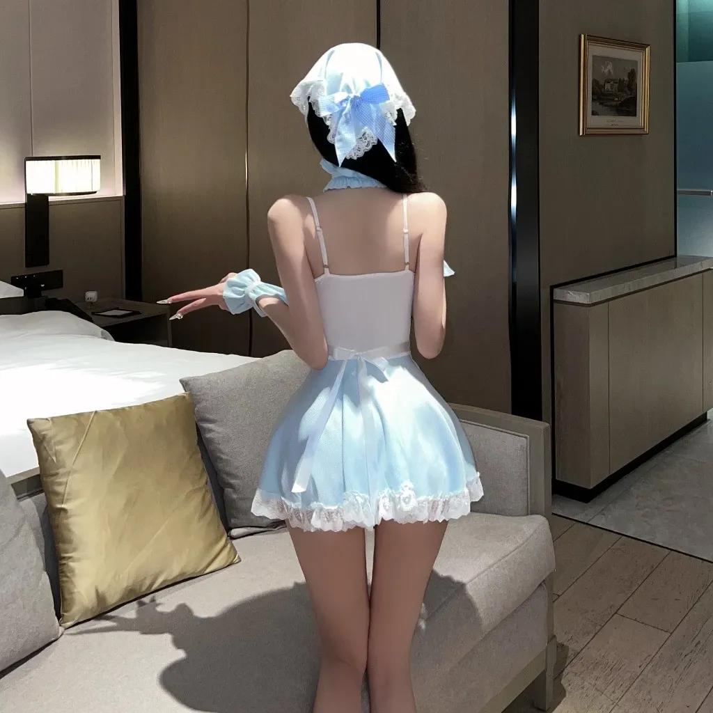 Cosplay hầu gái xòe dáng tiểu thư sexy dễ thương váy ngủ maid 2 dây phối ren nữ giúp việc xinh quyến rũ N874