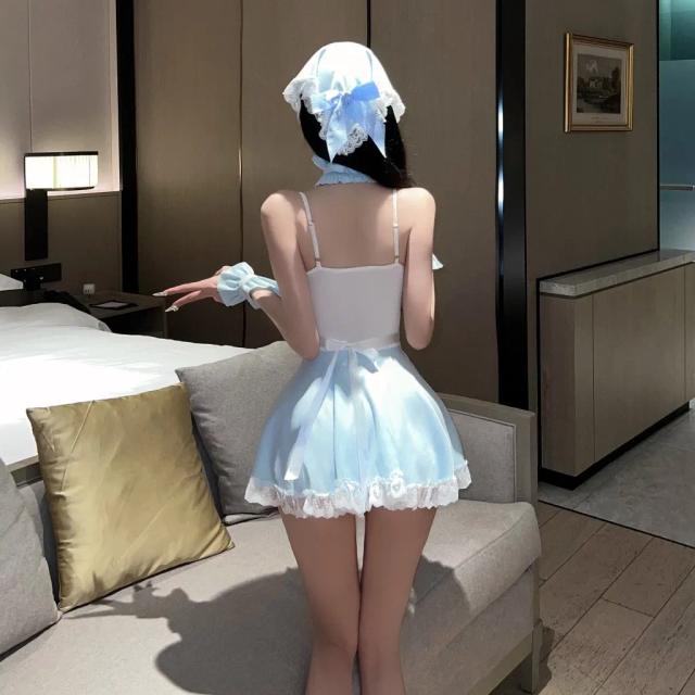Cosplay hầu gái xòe dáng tiểu thư sexy dễ thương váy ngủ maid 2 dây phối ren nữ giúp việc xinh quyến rũ N874