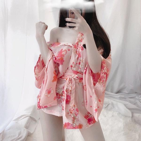 Áo choàng ngủ Kimono hoa anh đào sexy gợi cảm áo khoác nữ ngoài cosplay cổ trang Nhật Bản quyến rũ  N742  HCM